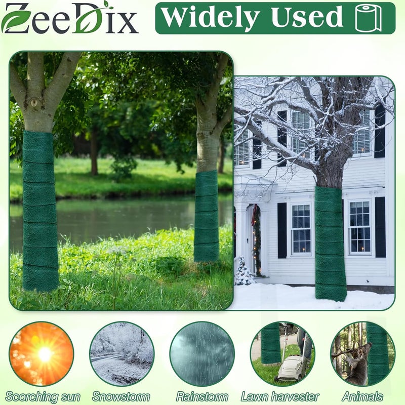 ZeeDix 3-Layer Winter Tree Wrap to Protect Bark - 130 Ft Heavy Duty Cold-Proof Wrap for Damaged Bark Trunk Guards Protector, Saplings Barrier Covers from Deers Insects Animals (2 Rolls) - Image 4